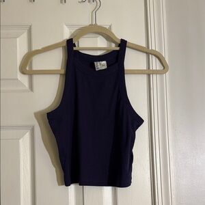 Divided Purple Ribbed Tank Top